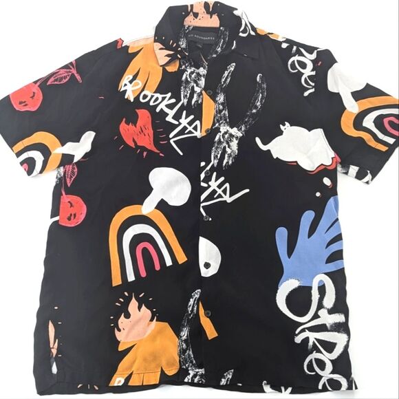 Abstract No Boundaries Button Down Brooklyn Collared T-Shirt Size Medium - Picture 1 of 4